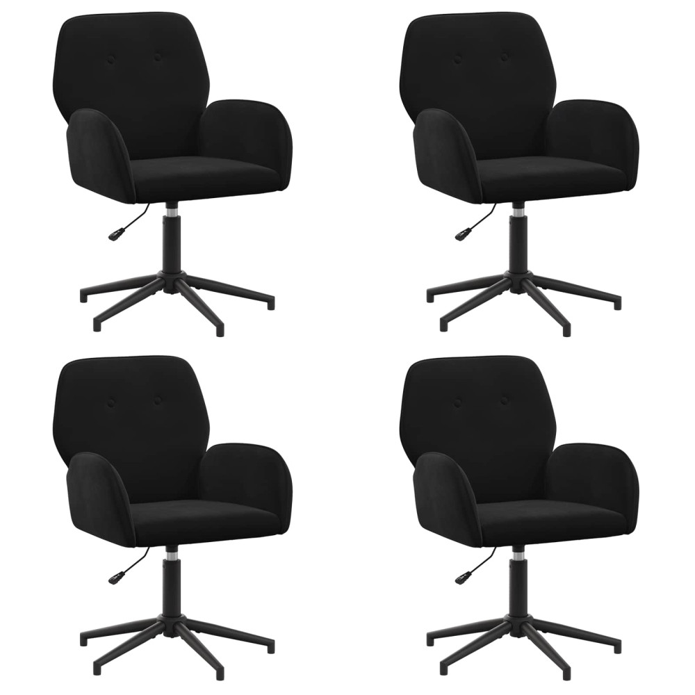 Produktbild för Svängbara skrivbordsstolar 4 st 54 x 55 x 90 cm Svart Sammet