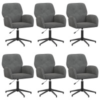 Produktbild för Svängbara skrivbordsstolar 6 st 54 x 55 x 90 cm Mörkgrå Sammet