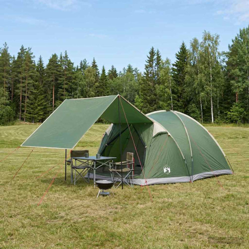 vidaXL Stuga Tält med tak Grön 4 personer Polyester och Stål