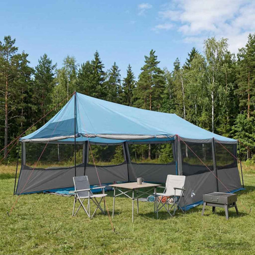 vidaXL Familjetält med tak Blå 600 x 400 x 268 cm Polyester och Stål