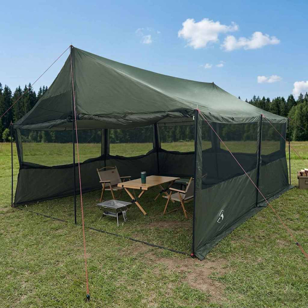 Produktbild för Familjetält Armégrön 600 x 400 x 268 cm Polyester och Stål