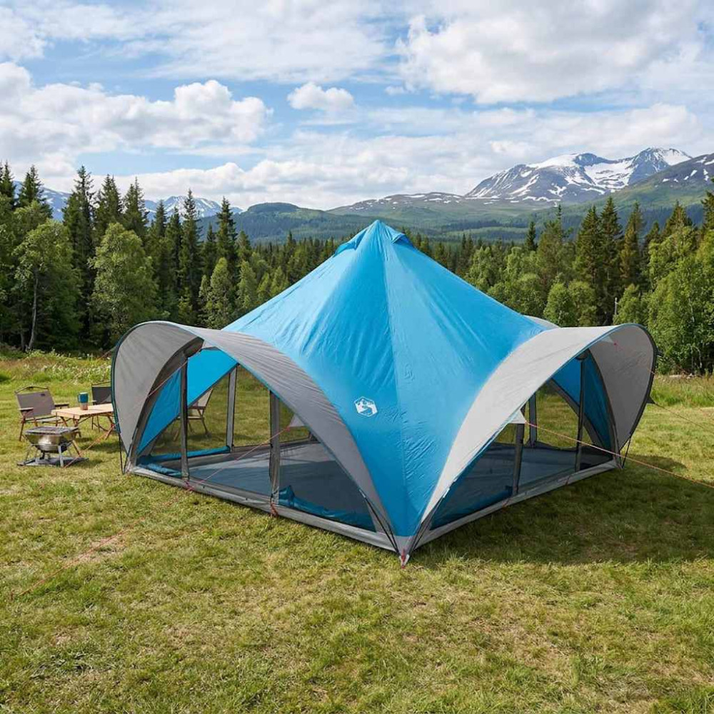 Produktbild för Tipi Tält med tak Blå 18 personer Polyester och Stål