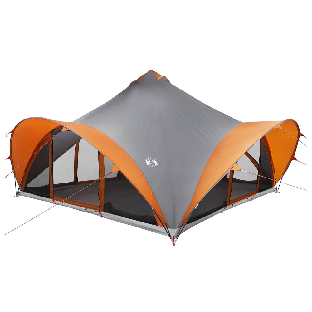 Produktbild för Tipi Tält med tak Grå och orange 18 personer Polyester och Stål