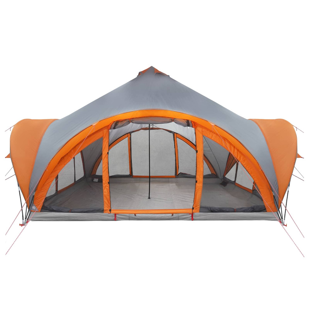 Produktbild för Tipi Tält med tak Grå och orange 18 personer Polyester och Stål