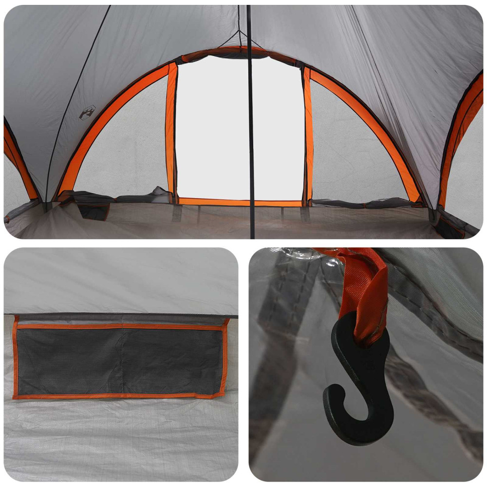 Produktbild för Tipi Tält med tak Grå och orange 18 personer Polyester och Stål