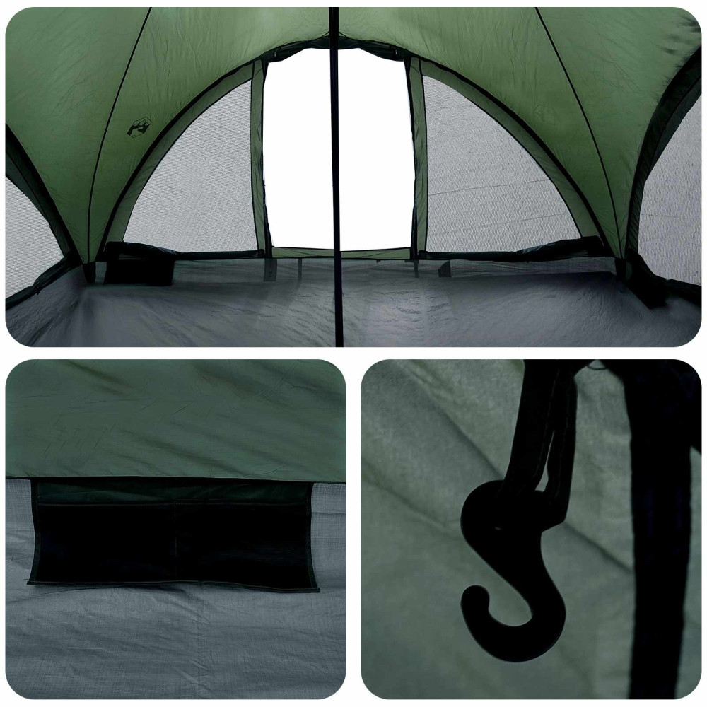 Produktbild för Tipi Tält med tak Armégrön 18 personer Polyester och Stål