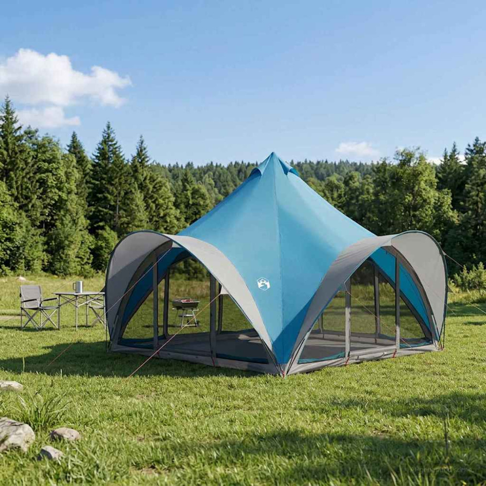 Produktbild för Tipi Tält med tak Blå 6 personer Polyester och Stål