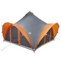 Produktbild för Tipi Tält med tak Grå och orange 6 personer Polyester och Stål