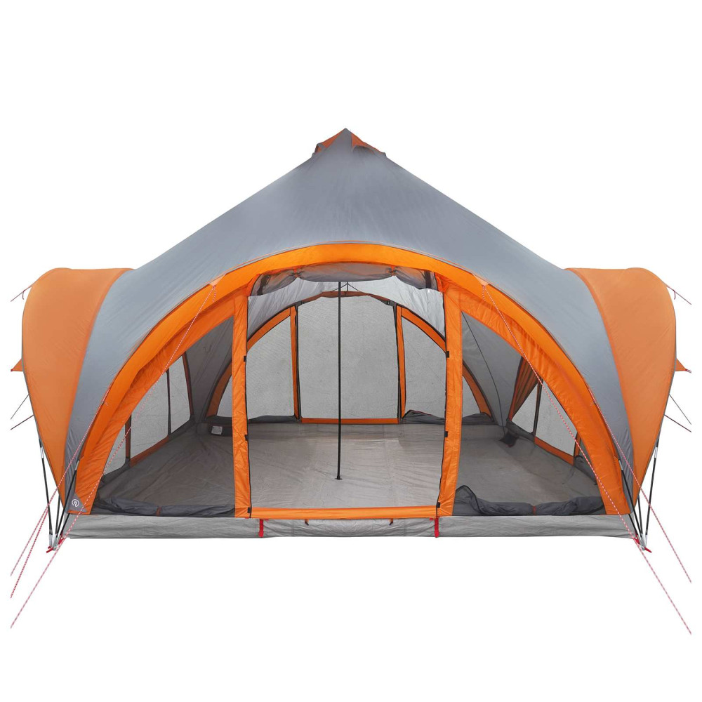 Produktbild för Tipi Tält med tak Grå och orange 6 personer Polyester och Stål