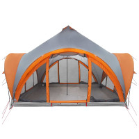 Produktbild för Tipi Tält med tak Grå och orange 6 personer Polyester och Stål