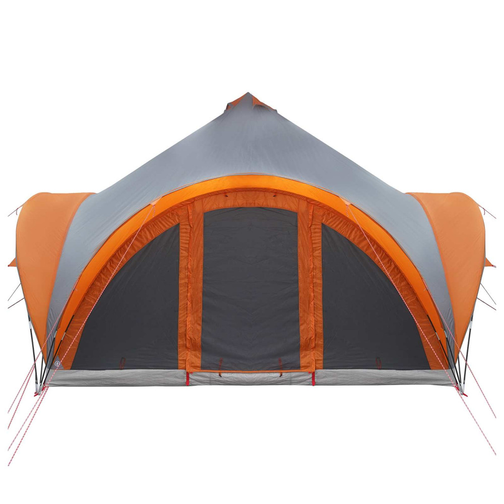 Produktbild för Tipi Tält med tak Grå och orange 6 personer Polyester och Stål