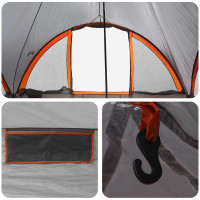 Produktbild för Tipi Tält med tak Grå och orange 6 personer Polyester och Stål