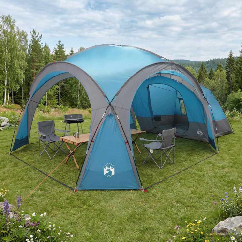 vidaXL Sidtält med tak Blå 410 x 410 x 250 cm Polyester och Stål