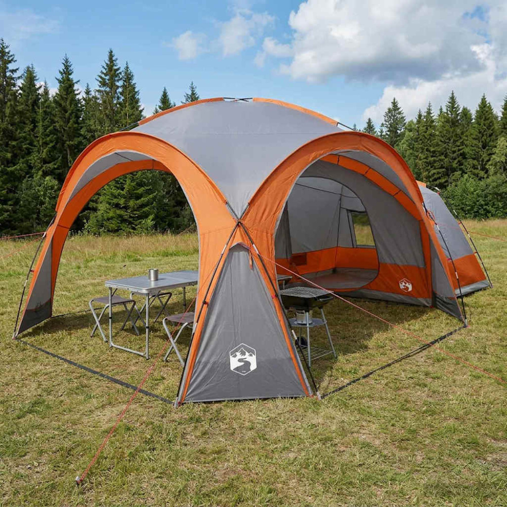 Produktbild för Sidtält Grå och orange 410 x 410 x 250 cm Polyester och Stål