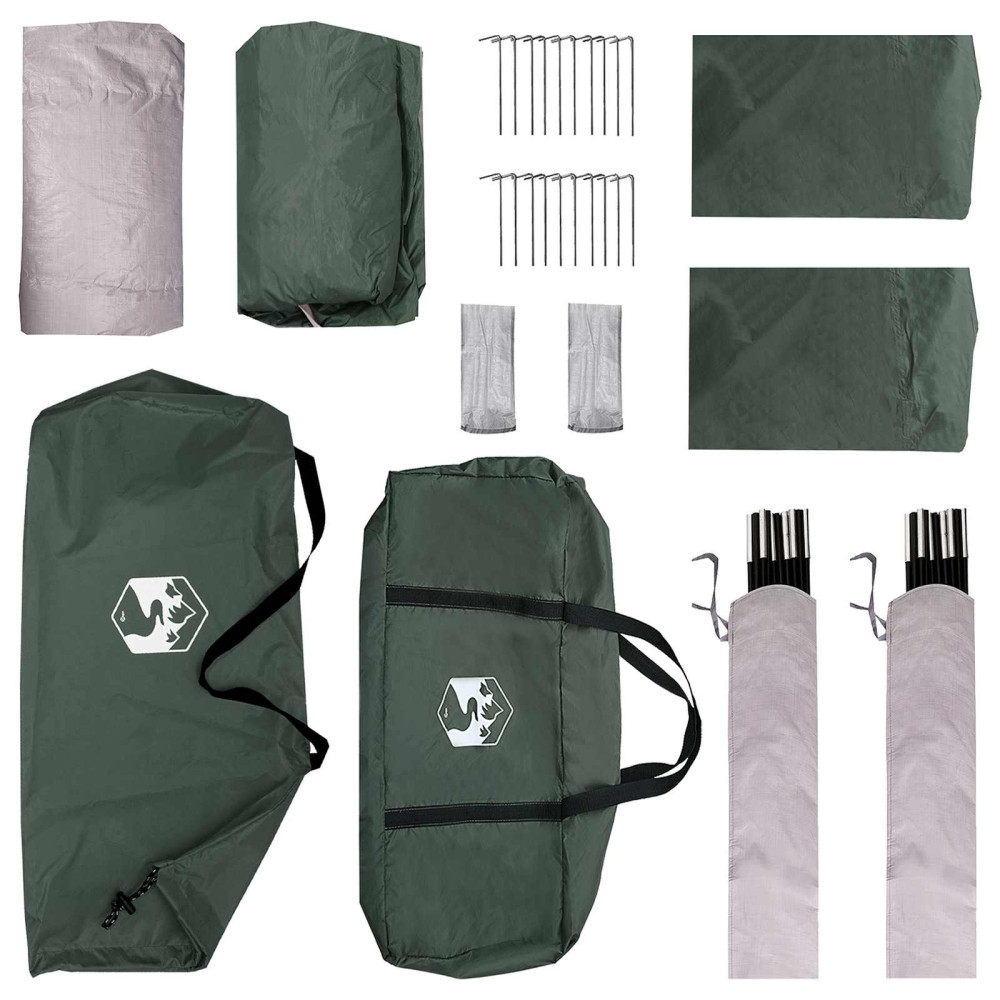 Produktbild för Sidtält med tak Armégrön 410 x 410 x 250 cm Polyester och Stål