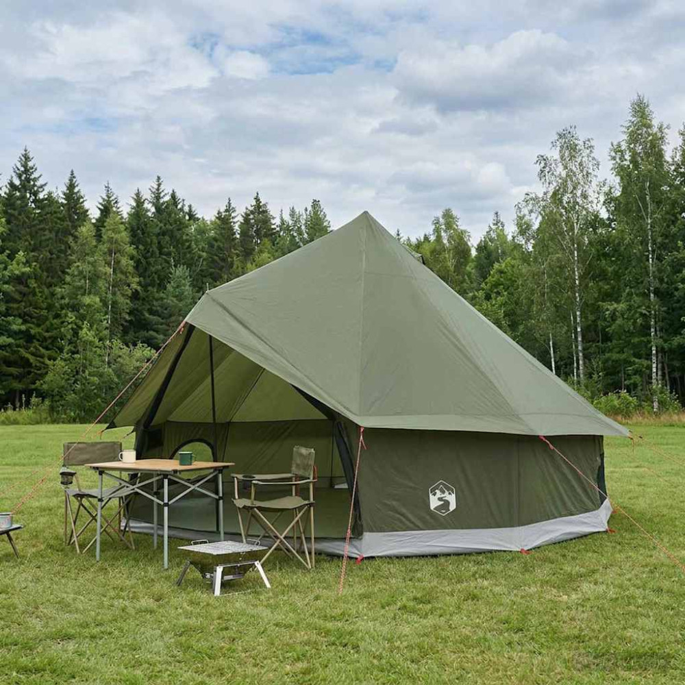 Produktbild för Tipi Tält Olivgrön 300 x 300 x 200 cm Polyester och Stål