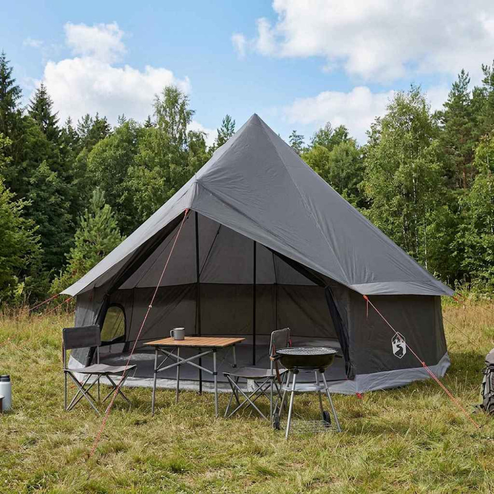 Produktbild för Tipi Tält Brun Grå 300 x 300 x 200 cm Polyester och Stål
