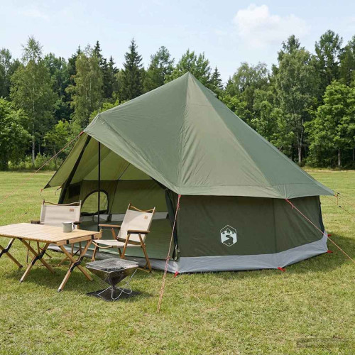 vidaXL Tipi Tält Olivgrön 400 x 400 x 250 cm Polyester och Stål
