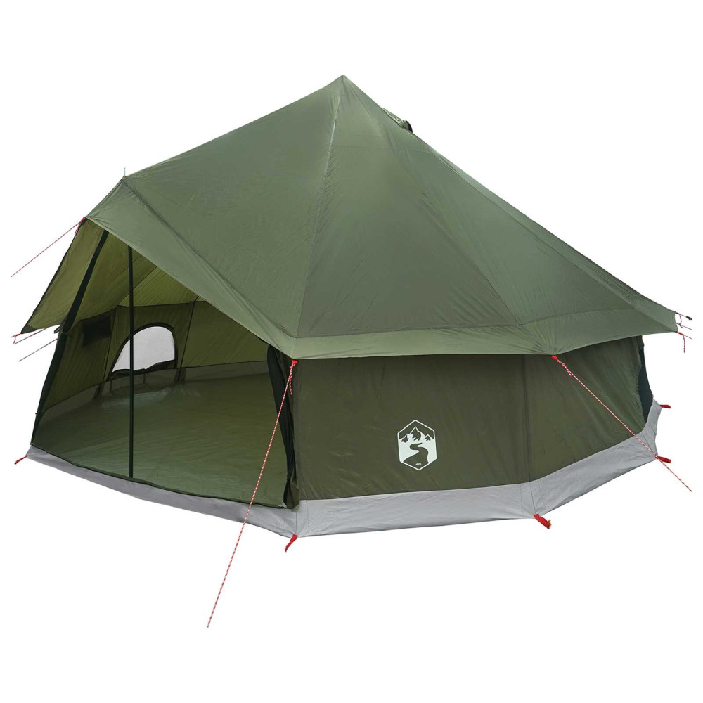 Produktbild för Tipi Tält Olivgrön 400 x 400 x 250 cm Polyester och Stål