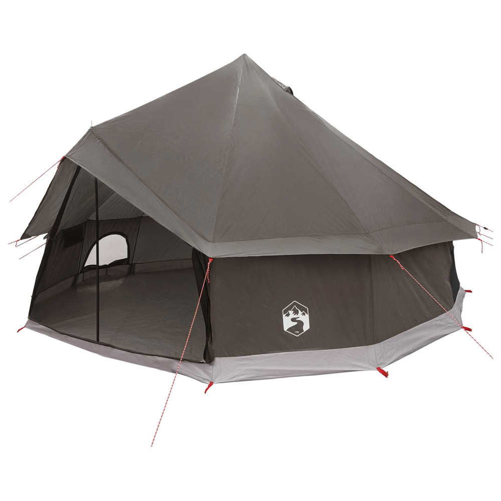 Produktbild för Tipi Tält Brun Grå 400 x 400 x 250 cm Polyester och Stål