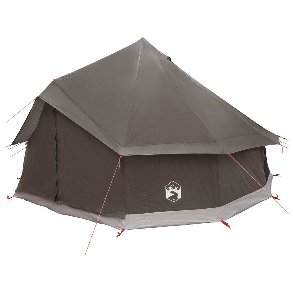 Produktbild för Tipi Tält Brun Grå 400 x 400 x 250 cm Polyester och Stål