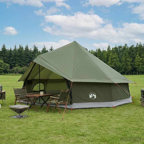 vidaXL Tipi Tält Olivgrön 600 x 600 x 350 cm Polyester och Stål