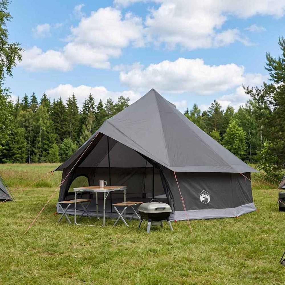 Produktbild för Tipi Tält Brun Grå 600 x 600 x 350 cm Polyester och Stål