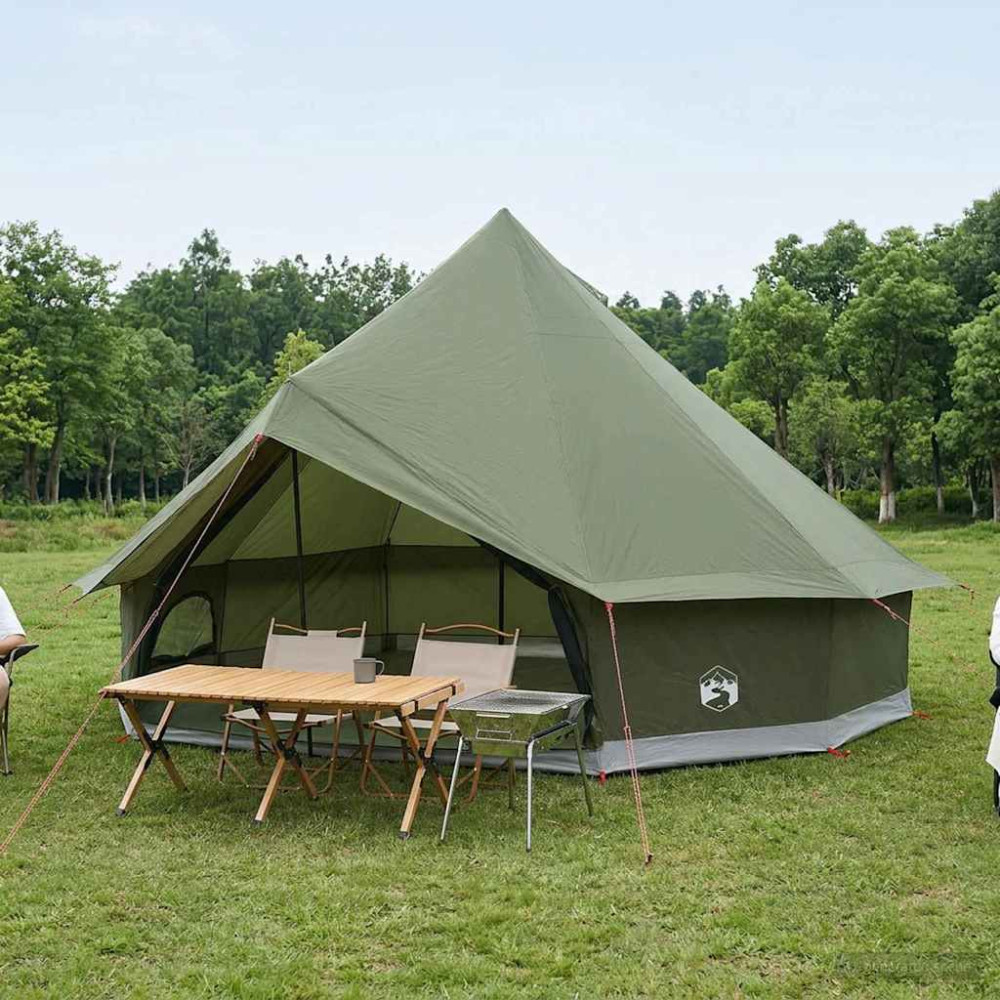 Produktbild för Tipi Tält Olivgrön 500 x 500 x 300 cm Polyester och Stål