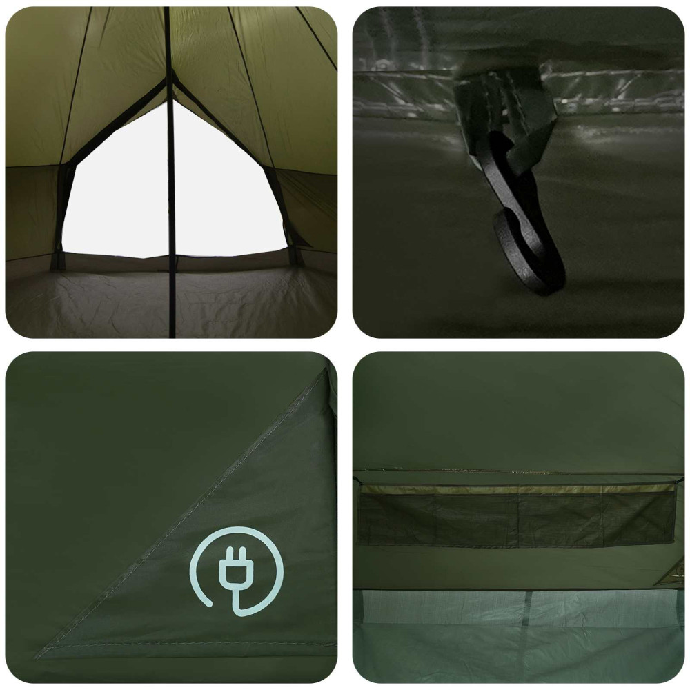 Produktbild för Tipi Tält Olivgrön 500 x 500 x 300 cm Polyester och Stål