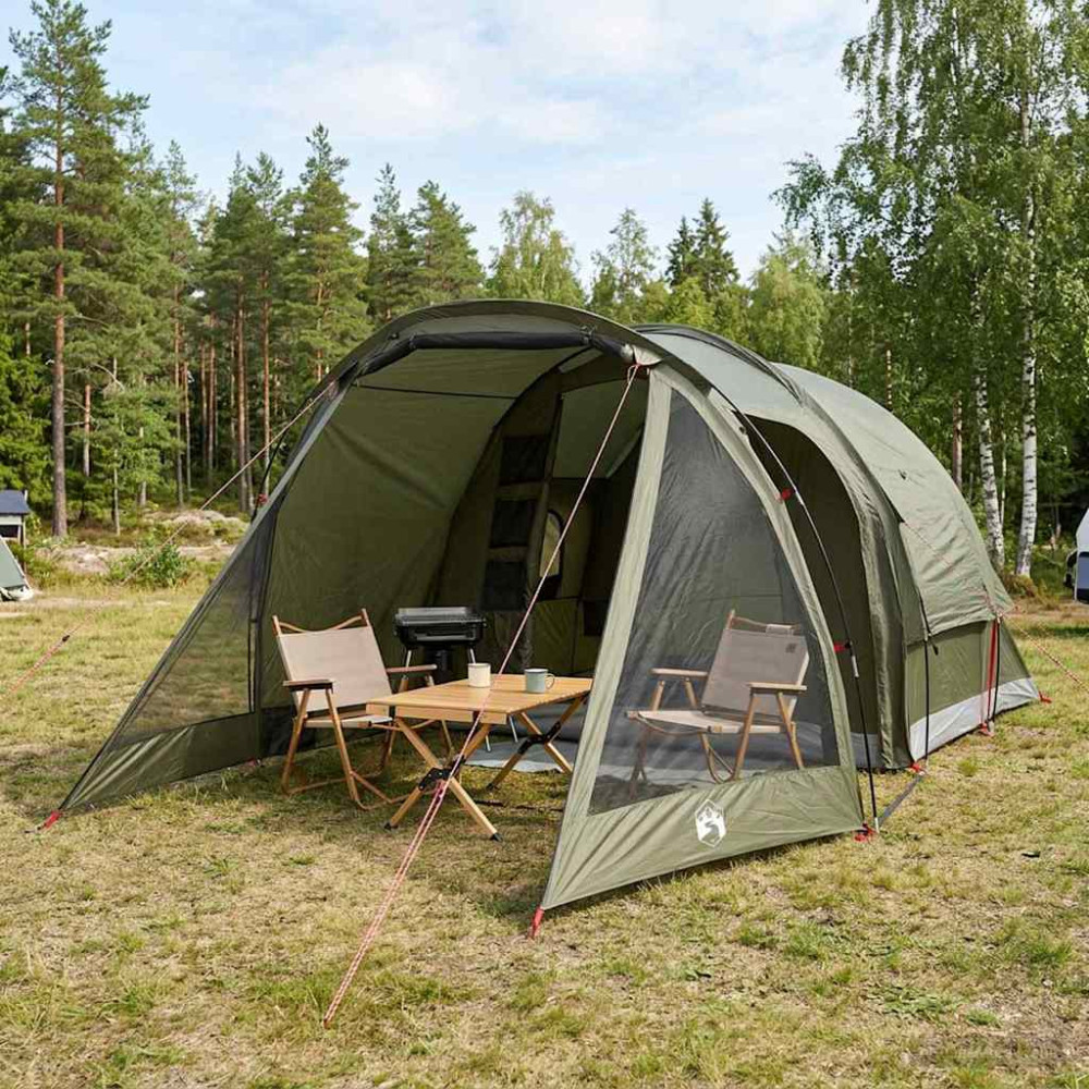 Produktbild för Stuga Tält Olivgrön 488 x 244 x 183 cm Polyester och Stål