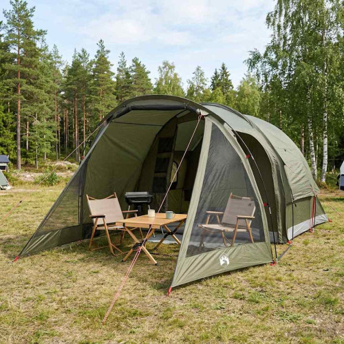 vidaXL Stuga Tält Olivgrön 488 x 244 x 183 cm Polyester och Stål