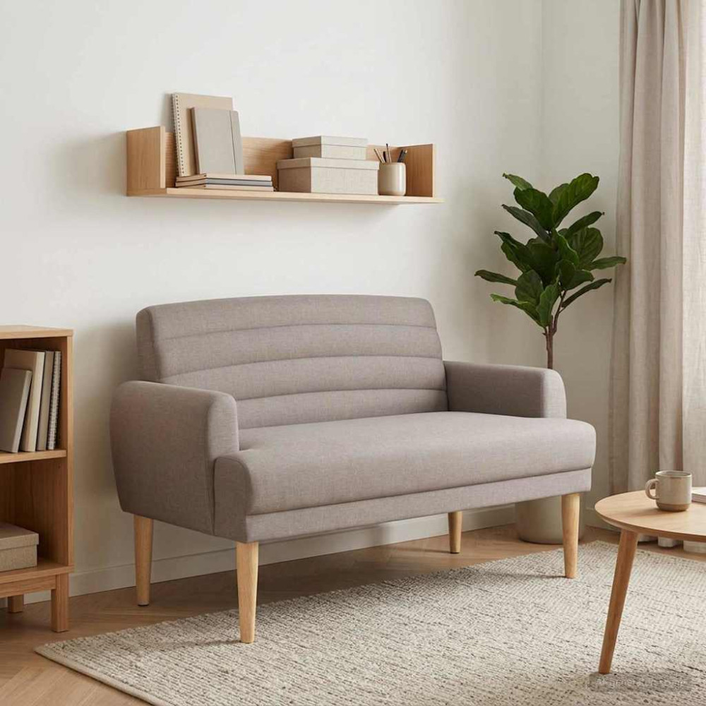Produktbild för Loveseat med knapprapport Taupe 116 x 67 x 80 cm Tyg
