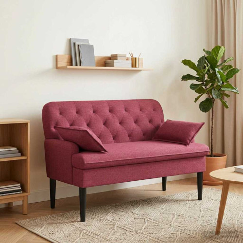 vidaXL Loveseat med knapprapport Vinröd 111 x 68 x 80 cm Tyg