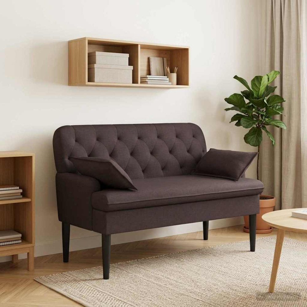 Produktbild för Loveseat med knapprapport Mörkbrun 111 x 68 x 80 cm Tyg