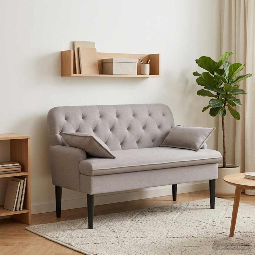 Produktbild för Loveseat med knapprapport Taupe 111 x 68 x 80 cm Tyg
