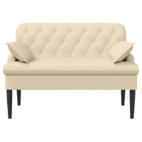 Produktbild för Loveseat med knapprapport Gräddvit 111 x 68 x 80 cm Tyg