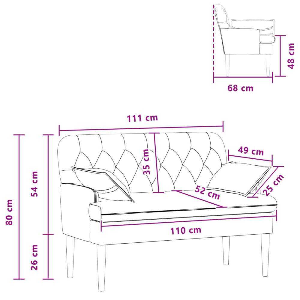 Produktbild för Loveseat med knapprapport Gräddvit 111 x 68 x 80 cm Tyg