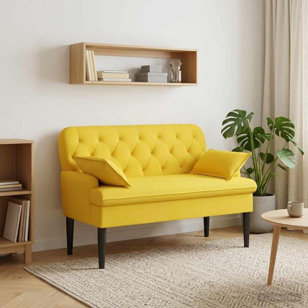 Produktbild för Loveseat med knapprapport Ljus Gul 111 x 68 x 80 cm Tyg