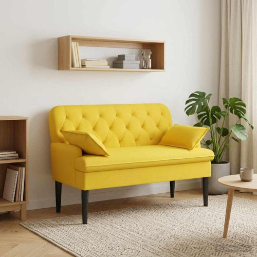 vidaXL Loveseat med knapprapport Ljus Gul 111 x 68 x 80 cm Tyg