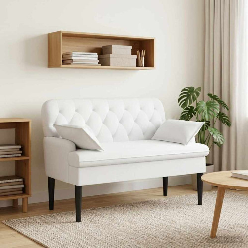 vidaXL Loveseat med knapprapport Vit 111 x 68 x 80 cm Tyg
