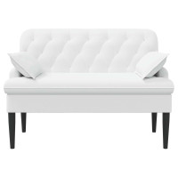 Produktbild för Loveseat med knapprapport Vit 111 x 68 x 80 cm Tyg
