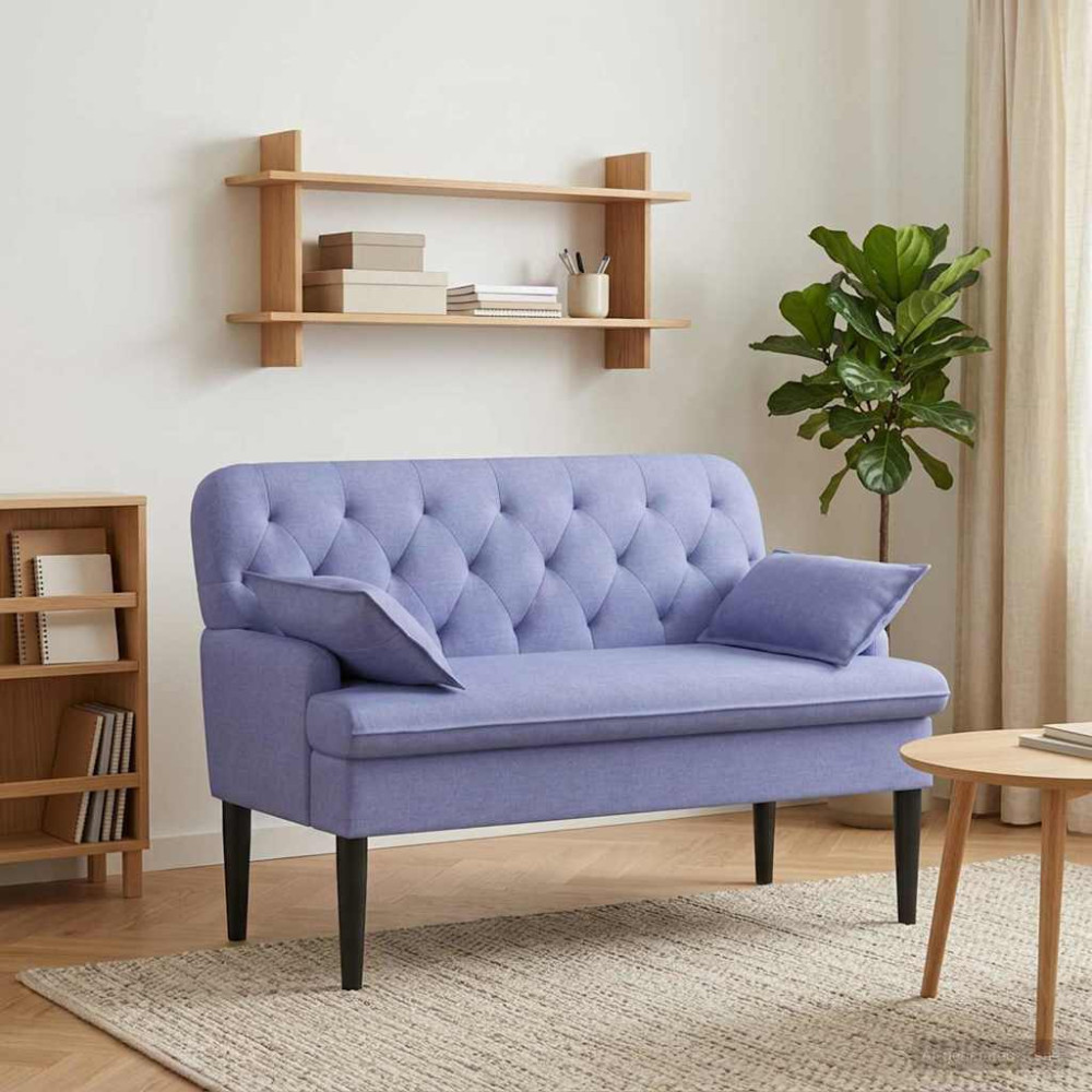 Produktbild för Loveseat med knapprapport Jeansblå 111 x 68 x 80 cm Tyg