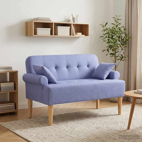 vidaXL Loveseat med knapprapport Jeansblå 120 x 65 x 79 cm Tyg