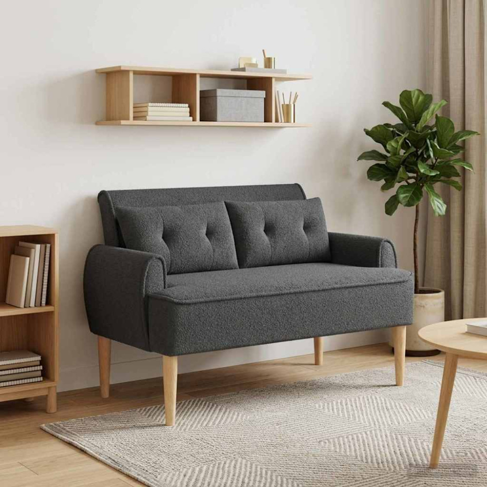 Produktbild för Loveseat med knapprapport Mörkgrå 117 x 67 x 77 cm Bouclé