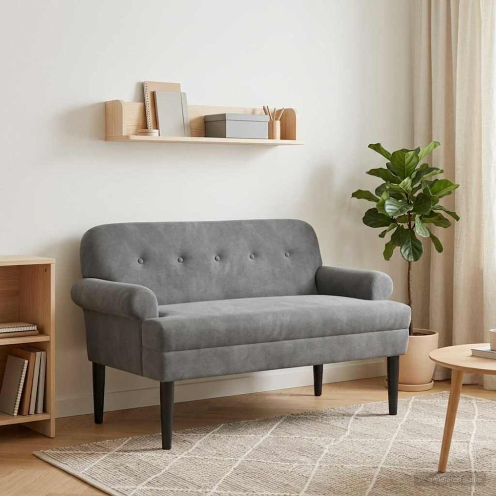 Produktbild för Loveseat med knapprapport Mörkgrå 120 x 66 x 78 cm Sammet