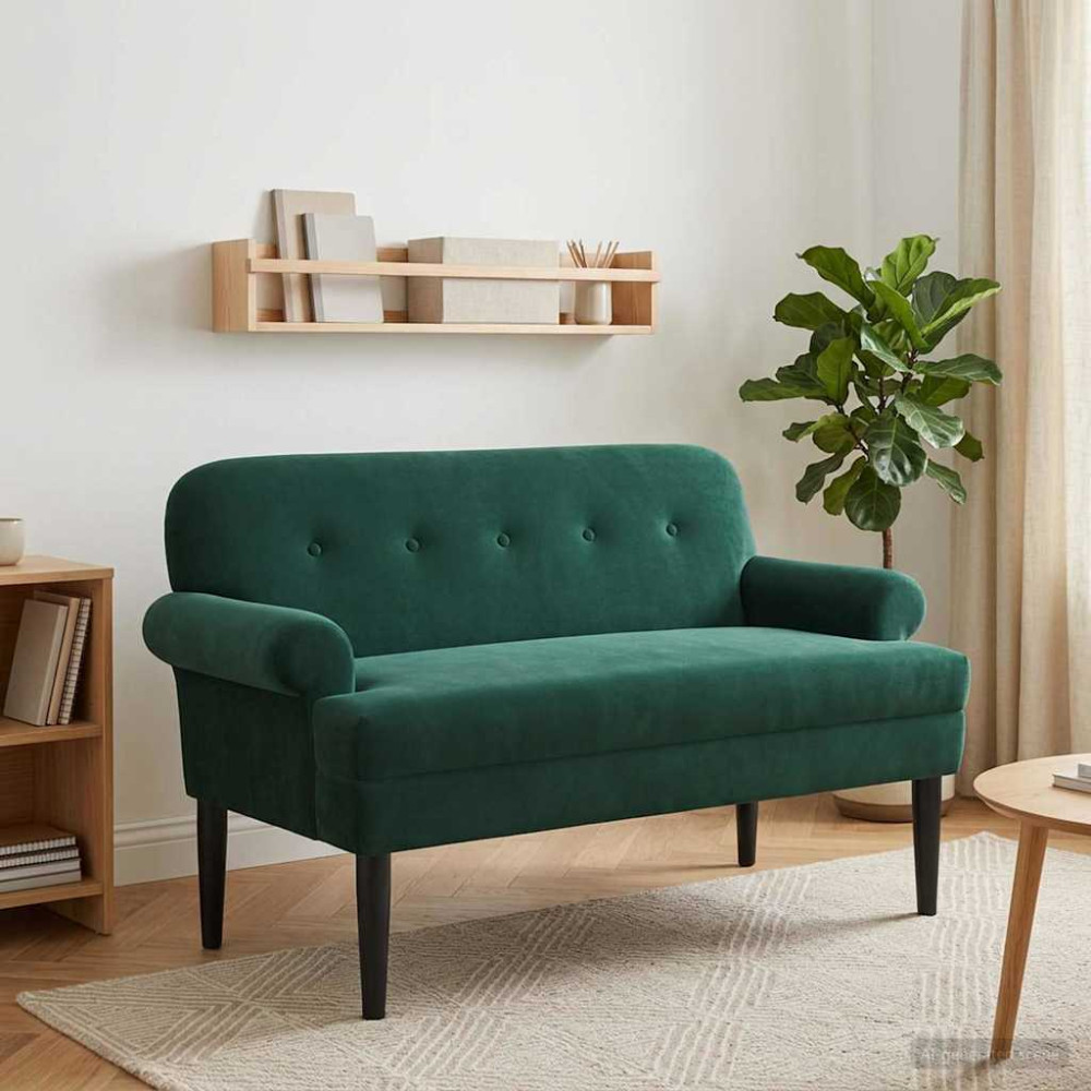 Produktbild för Loveseat med knapprapport Mörkgrön 120 x 66 x 78 cm Sammet