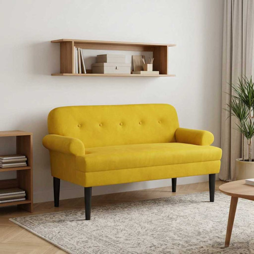 vidaXL Loveseat med knapprapport Gul 120 x 66 x 78 cm Sammet