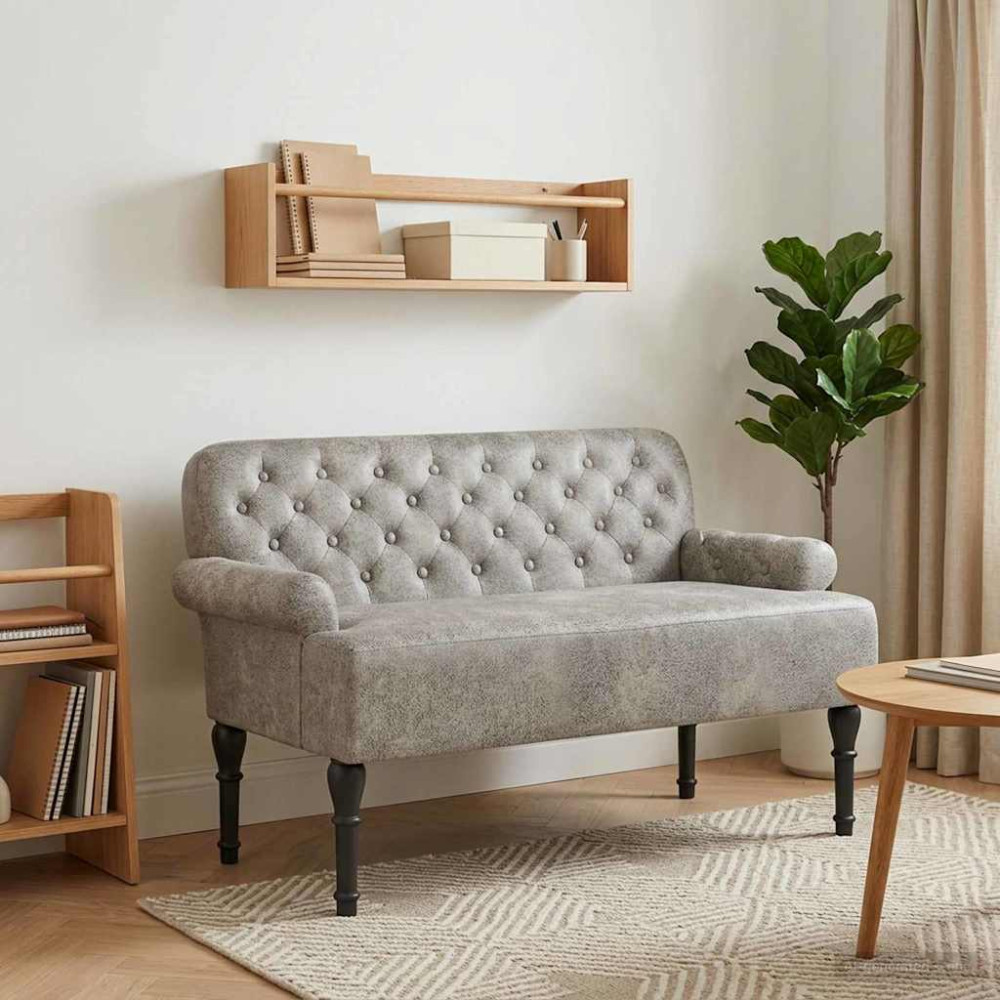 Produktbild för Loveseat med knapprapport Ljusgrå 120 x 65 x 78 cm