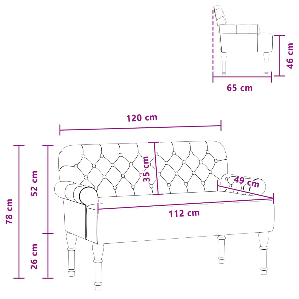 Produktbild för Loveseat med knapprapport Ljusgrå 120 x 65 x 78 cm
