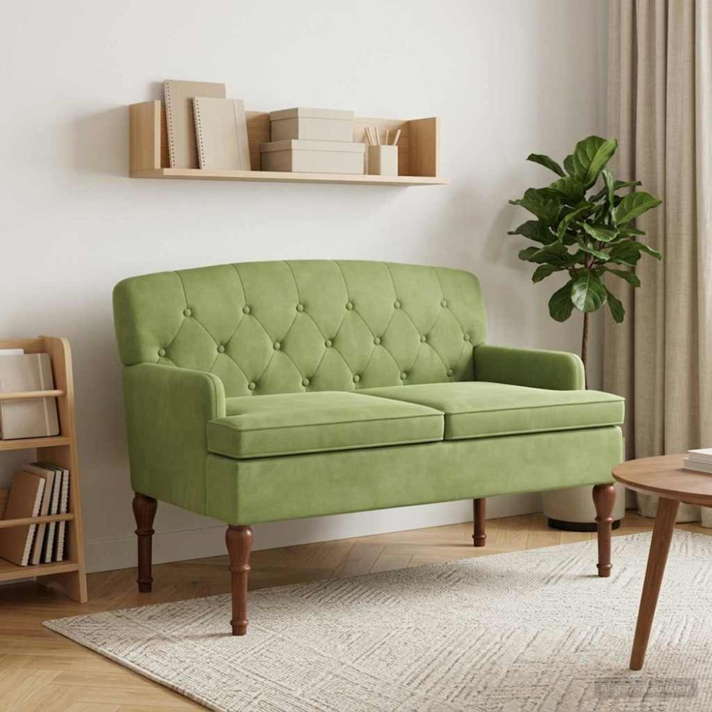 Produktbild för Loveseat med knapprapport Ljusgrön 111 x 65 x 79 cm Sammet